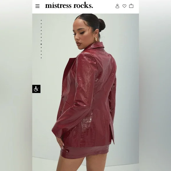 Mistress Rocks Red Croc-Embossed Skirt Set - Picture 2 of 6